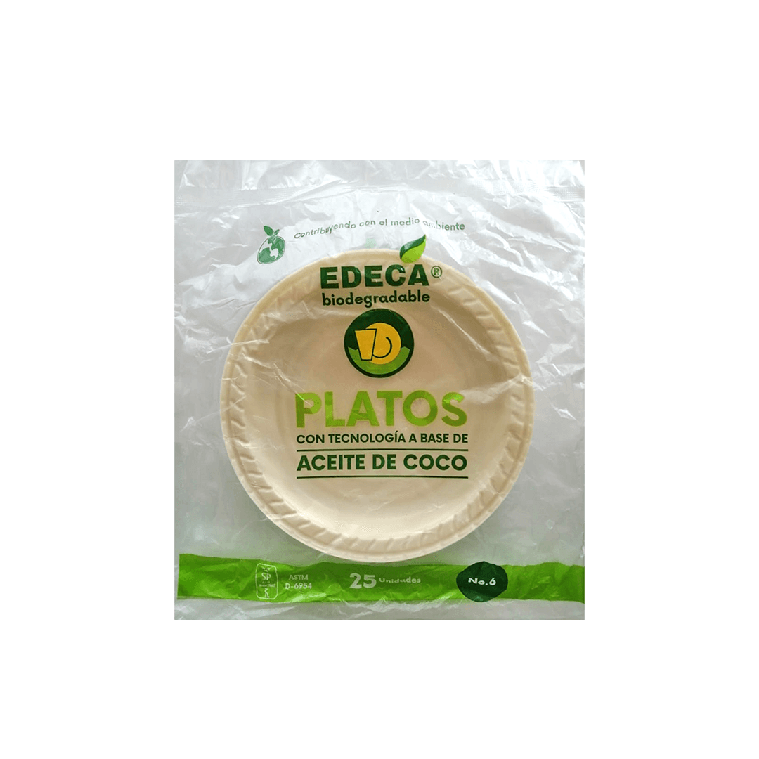 Plato Edeca No. 6 Hondo Biodegradable Paquete