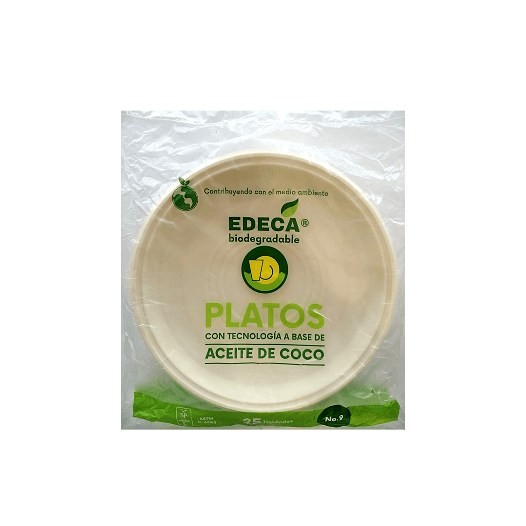 Plato Edeca No. 9 Plano Biodegradable Paquete