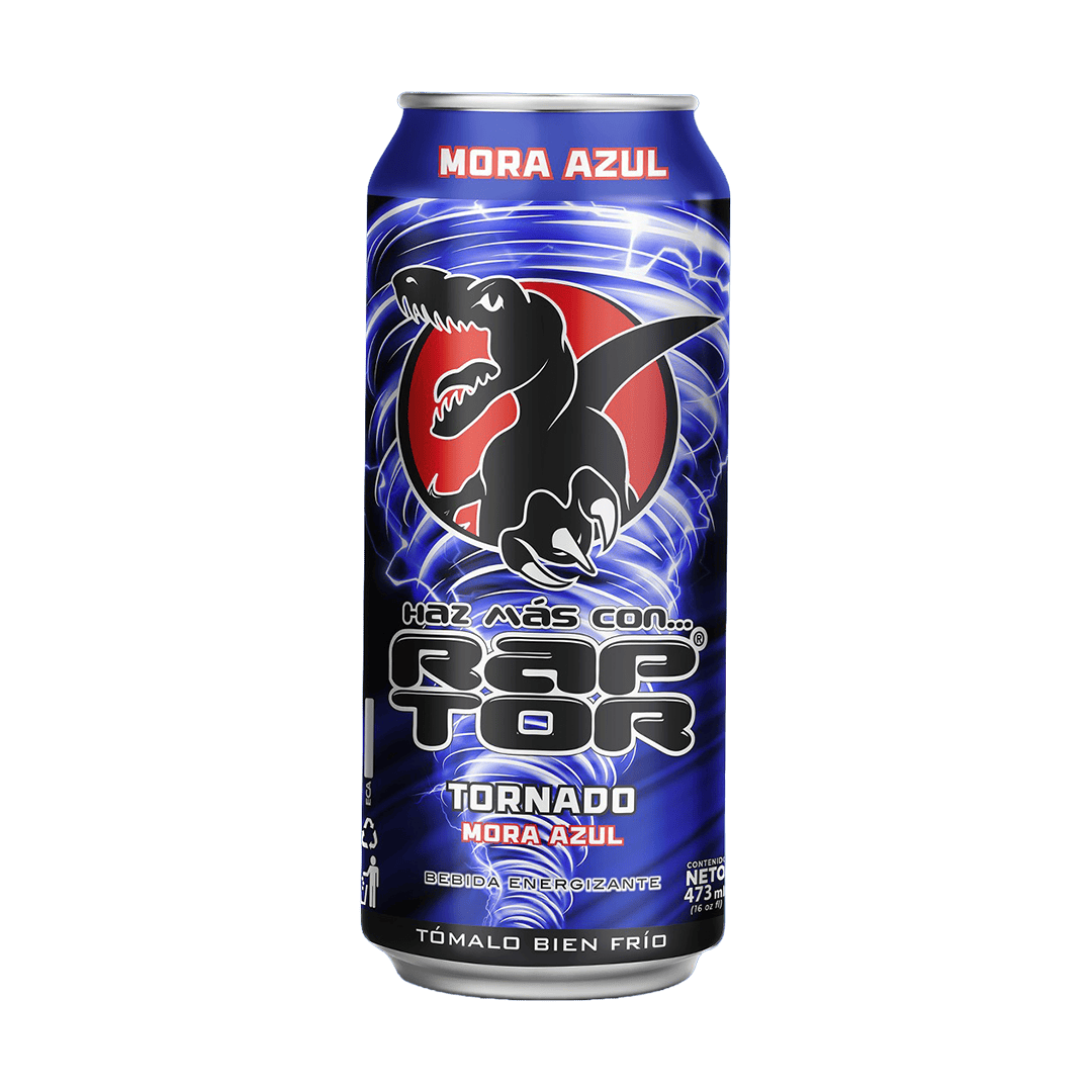 Bebida energizante Raptor Tornado sabor mora azul